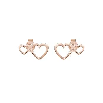 Amazon.com: Double Heart Earrings, 9K 14K 18K Gold Studs
